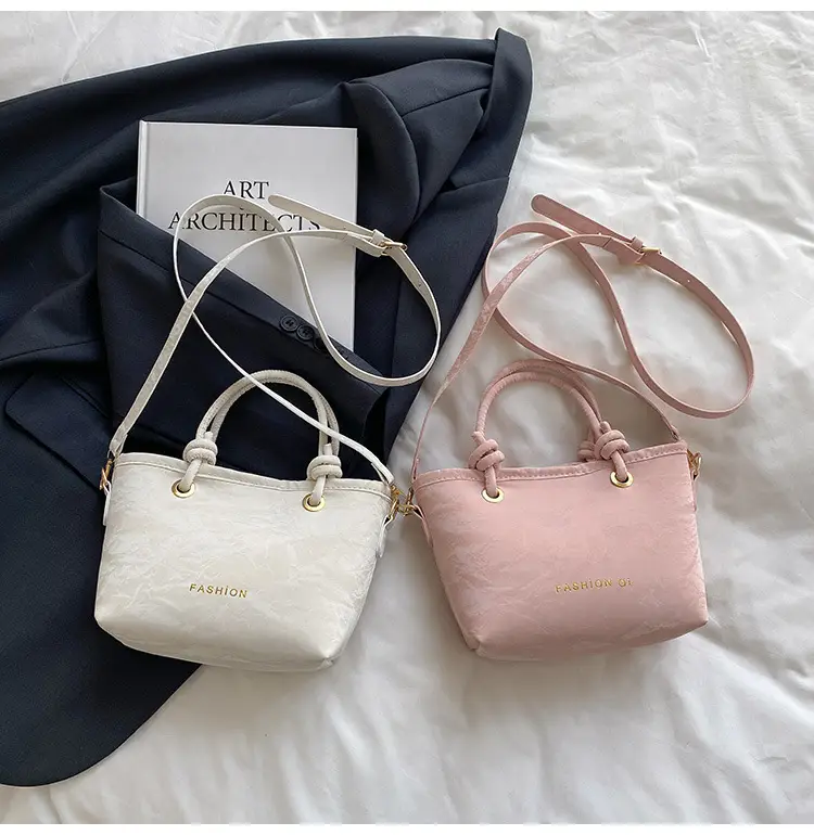 Women's Light Blue Textured Shoulder Bag with Gold Hardware — feature 26