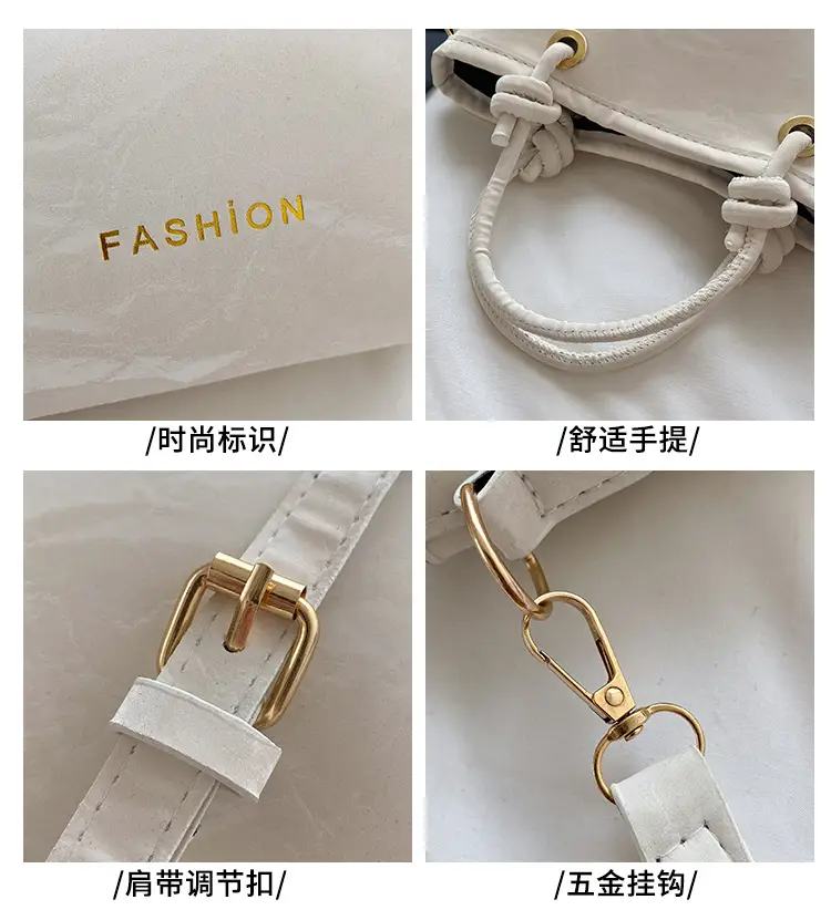 Women's Light Blue Textured Shoulder Bag with Gold Hardware — feature 3
