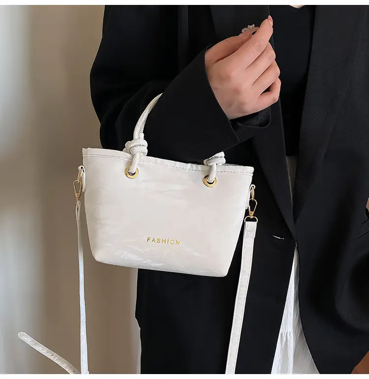 Women's Light Blue Textured Shoulder Bag with Gold Hardware — feature 6