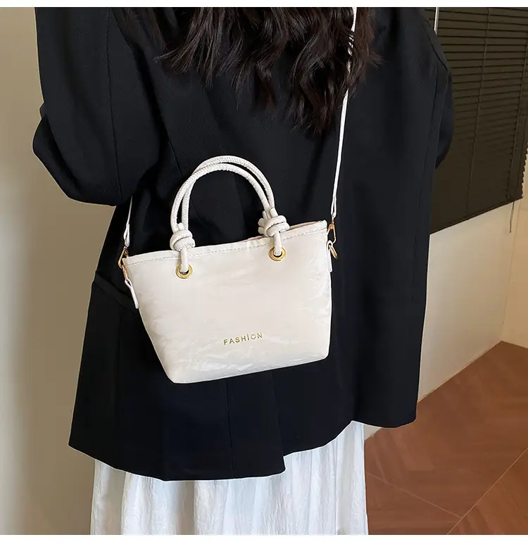 Women's Light Blue Textured Shoulder Bag with Gold Hardware — feature 7