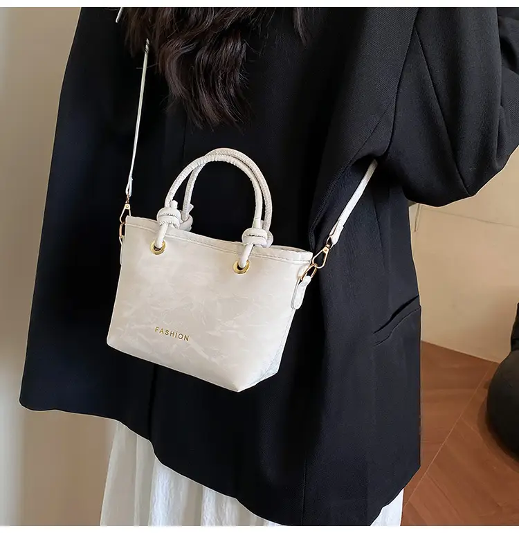 Women's Light Blue Textured Shoulder Bag with Gold Hardware — feature 8