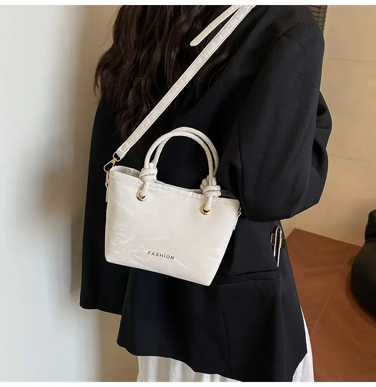 Women's Light Blue Textured Shoulder Bag with Gold Hardware — feature 9