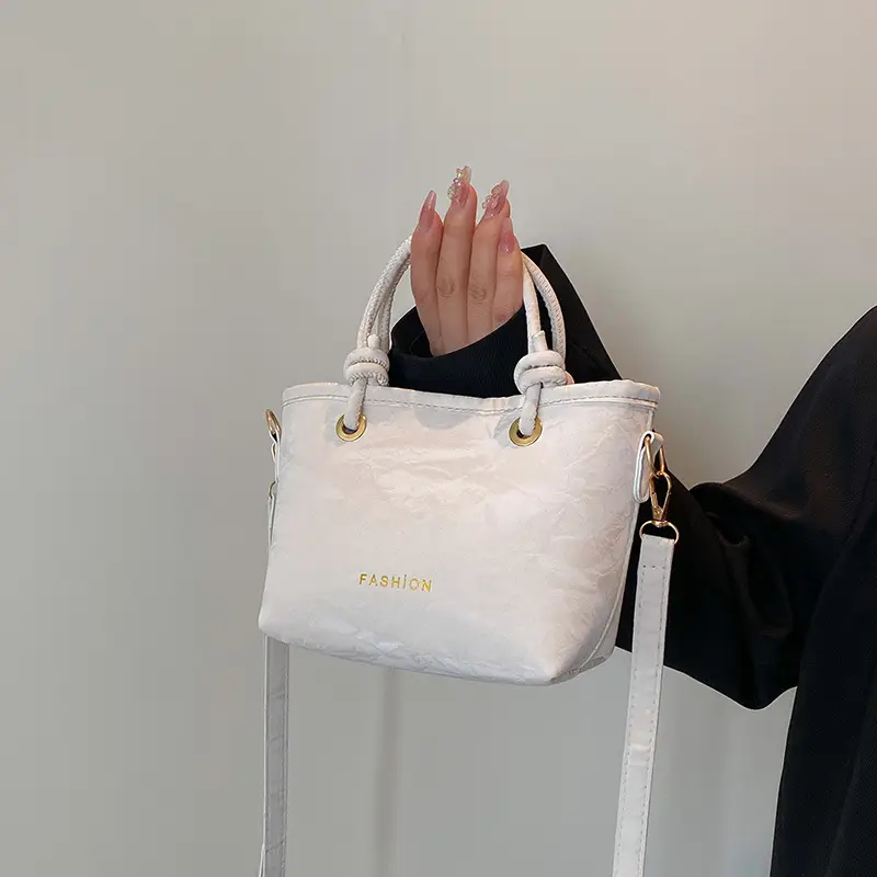 Women's Light Blue Textured Shoulder Bag with Gold Hardware