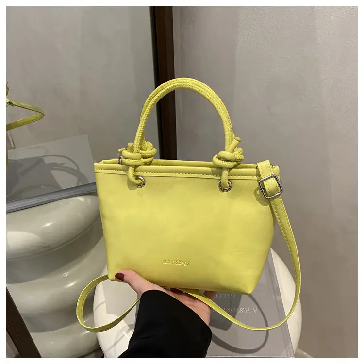 Yellow Retro Textured Shoulder Crossbody Bag — feature 21