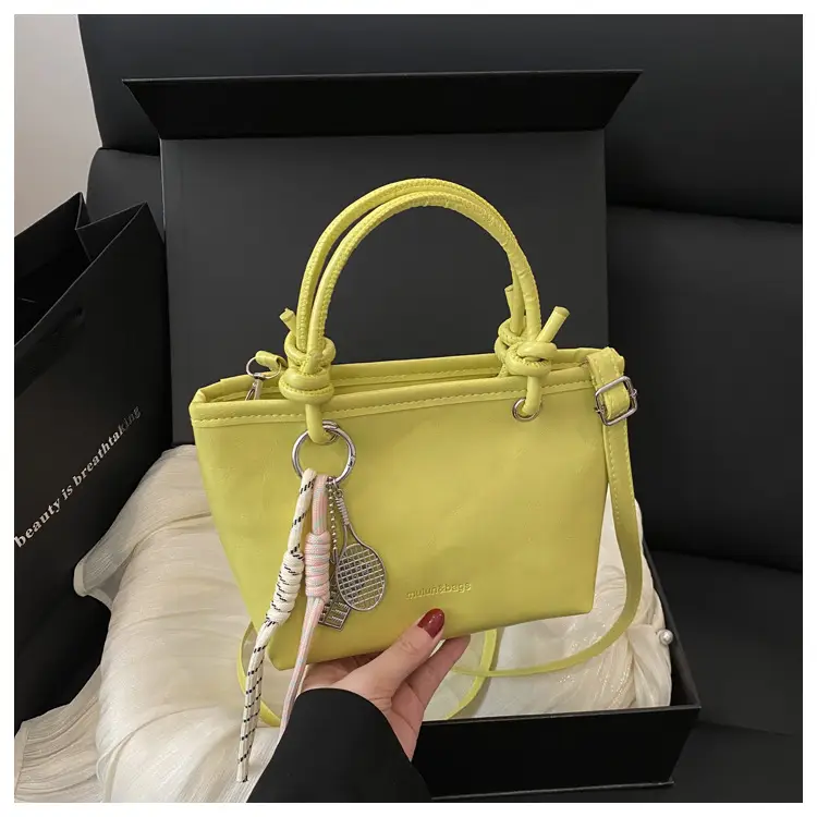 Yellow Retro Textured Shoulder Crossbody Bag — feature 25