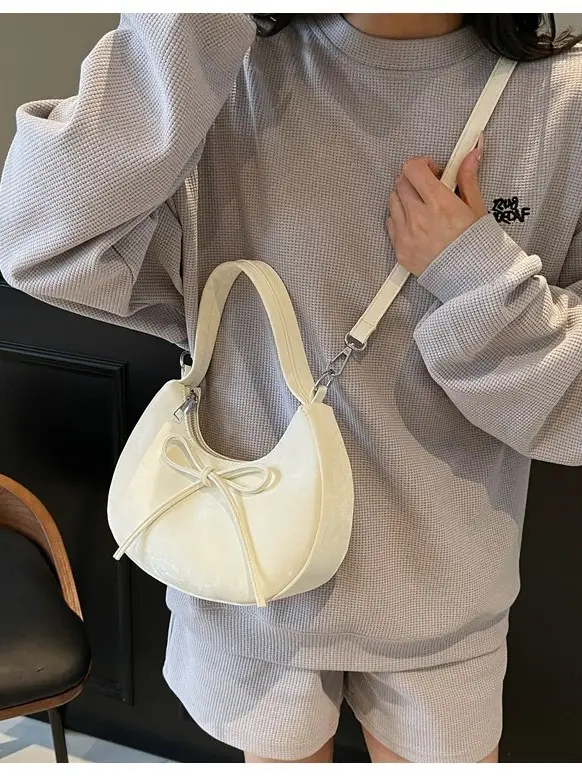 Black Matte Crossbody Bag with Dumpling Design - Image 7