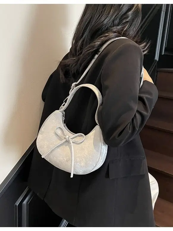 Black Matte Crossbody Bag with Dumpling Design - Image 8