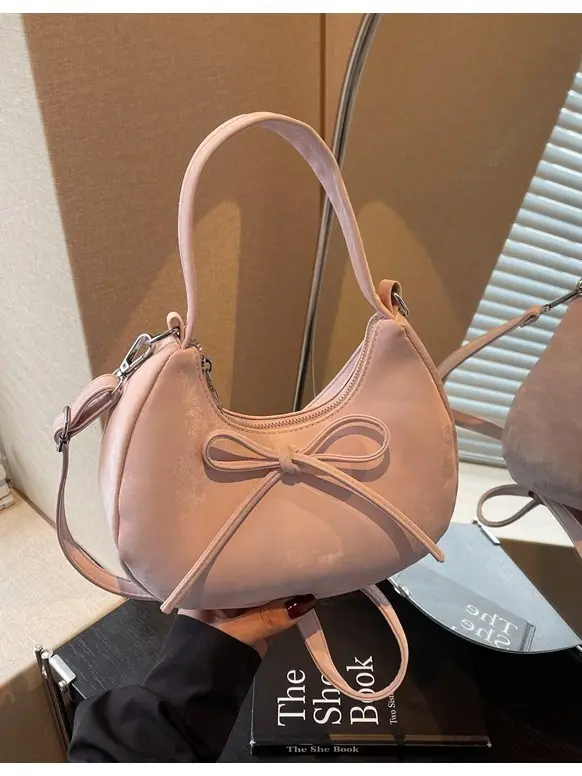 Black Matte Crossbody Bag with Dumpling Design - Image 9