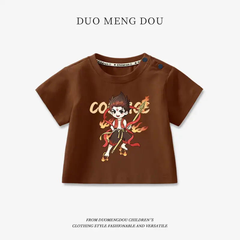 Boys Pink Cotton T-Shirt Nezha Print 2025 - Image 11