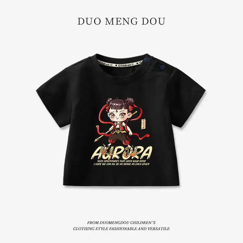 Boys Pink Cotton T-Shirt Nezha Print 2025 - Image 12