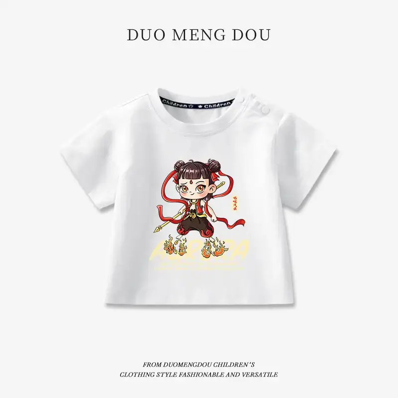 Boys Pink Cotton T-Shirt Nezha Print 2025 - Image 13