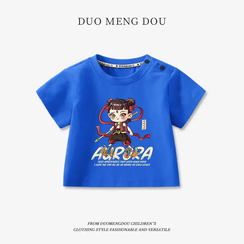 Boys Pink Cotton T-Shirt Nezha Print 2025 - Image 14