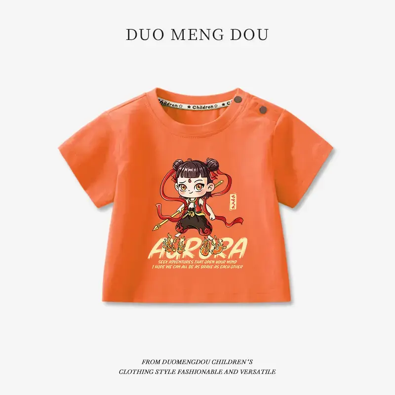 Boys Pink Cotton T-Shirt Nezha Print 2025 - Image 16