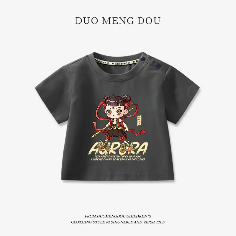 Boys Pink Cotton T-Shirt Nezha Print 2025 - Image 17