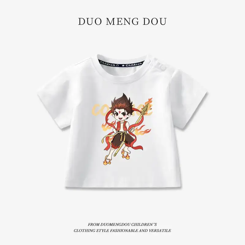 Boys Pink Cotton T-Shirt Nezha Print 2025 - Image 2