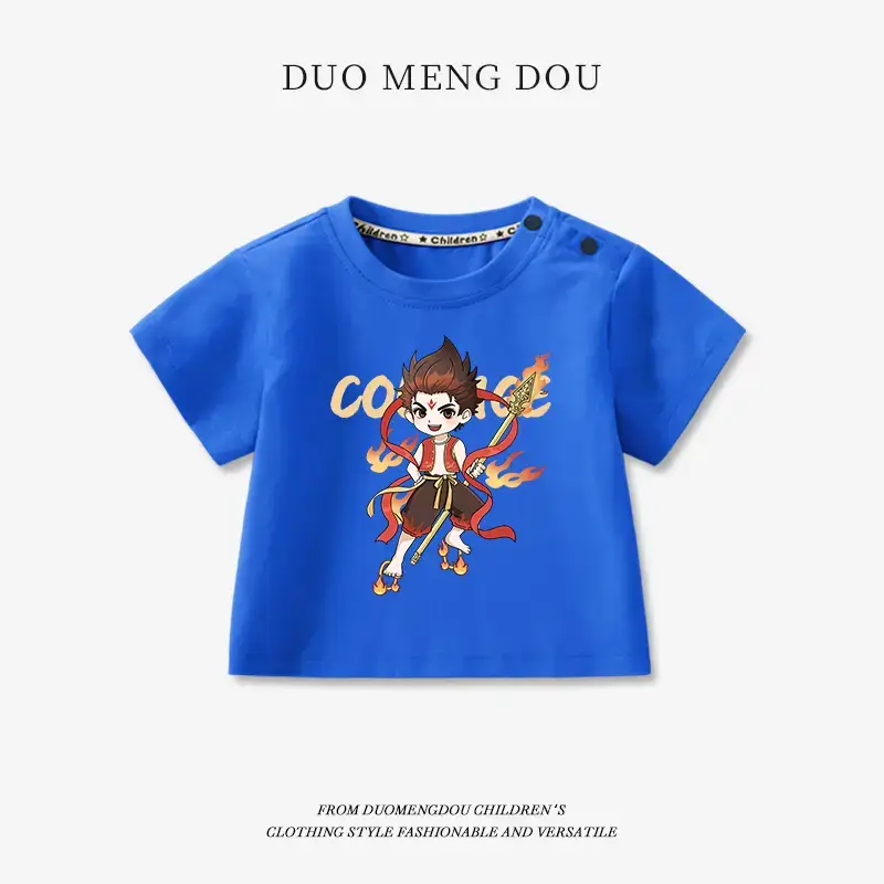 Boys Pink Cotton T-Shirt Nezha Print 2025 - Image 3