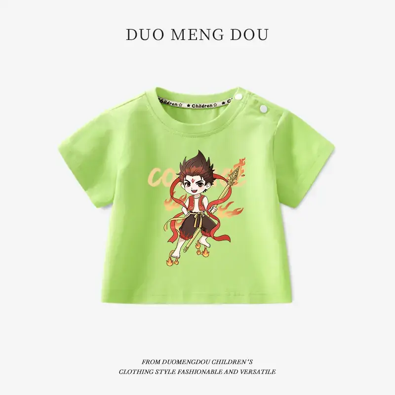 Boys Pink Cotton T-Shirt Nezha Print 2025 - Image 5