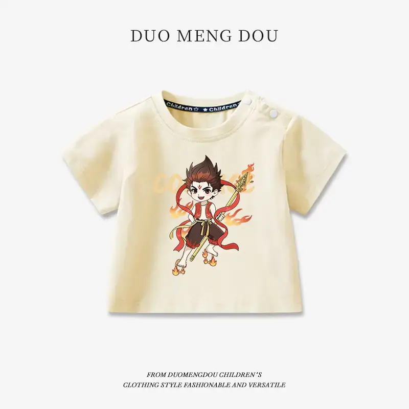 Boys Pink Cotton T-Shirt Nezha Print 2025 - Image 6