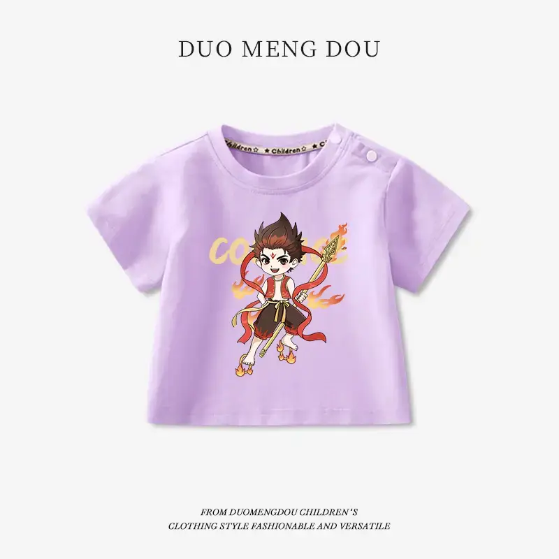 Boys Pink Cotton T-Shirt Nezha Print 2025 - Image 7