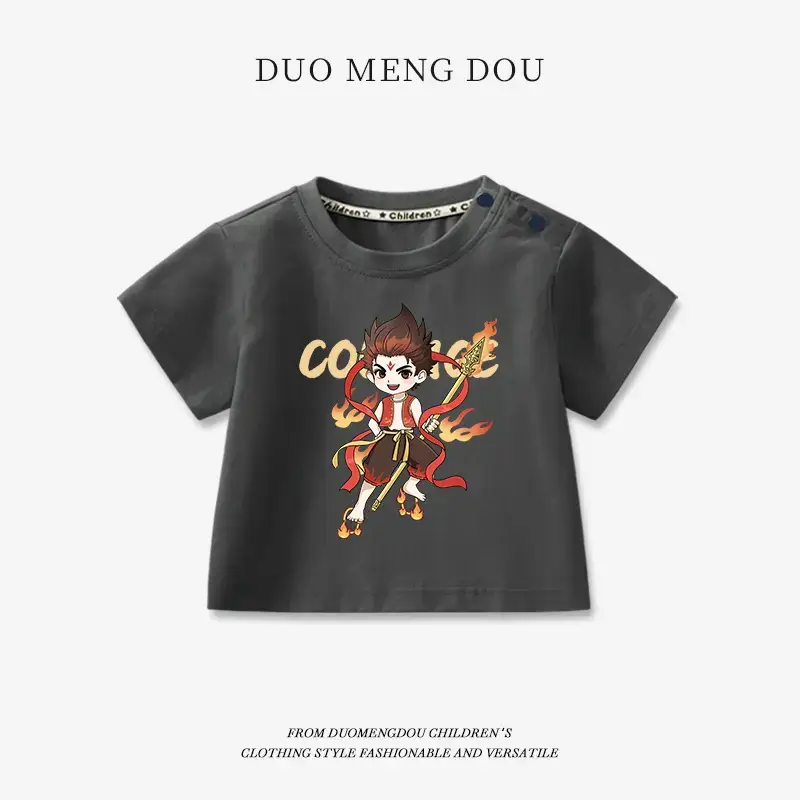 Boys Pink Cotton T-Shirt Nezha Print 2025 - Image 8