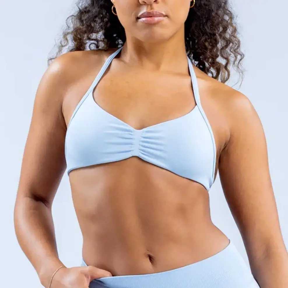 Light Blue Breathable Sports Bra for Women