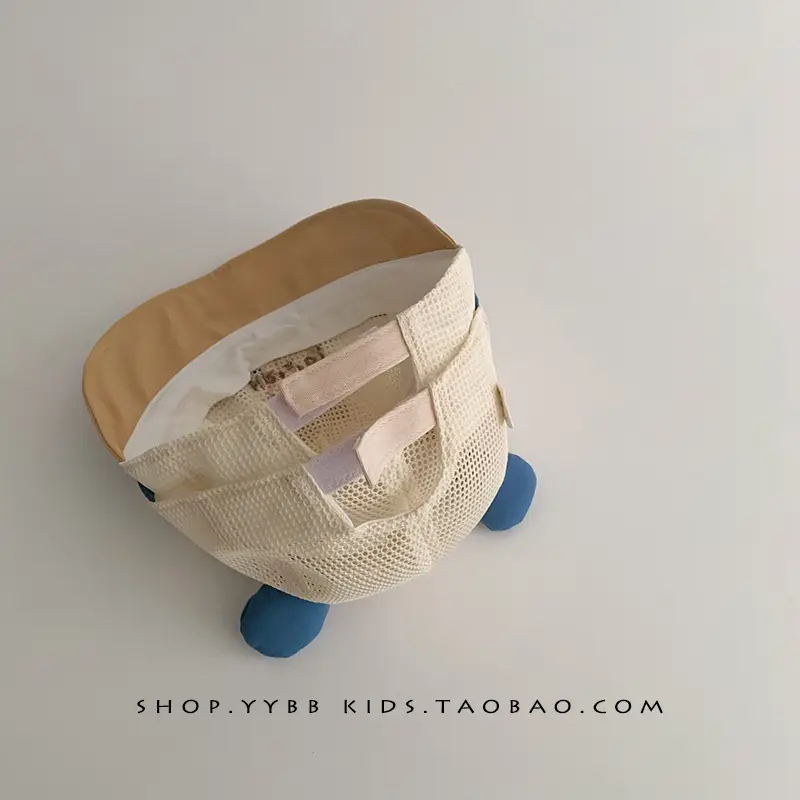 Children's Bear Ears Mesh Cap Beige Brown Blue - Image 8