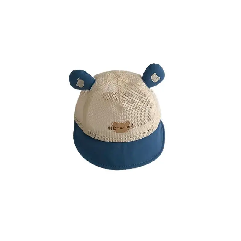 Children's Bear Ears Mesh Cap Beige Brown Blue - Image 9