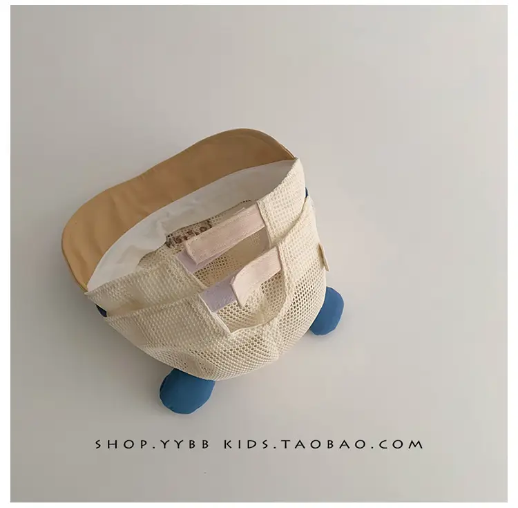 Children's Bear Ears Mesh Cap Beige Brown Blue — feature 4