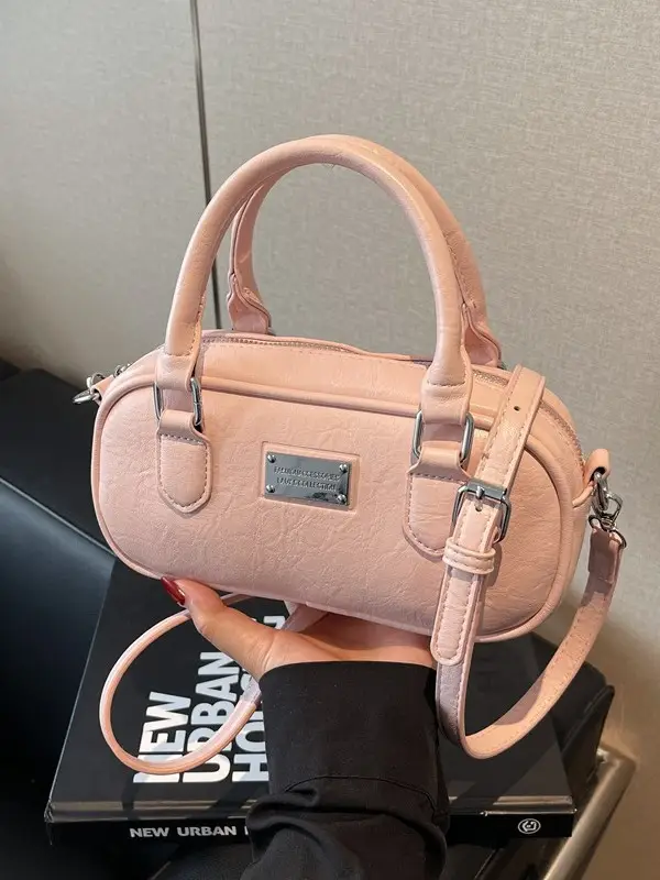 Pink Leather Boston Handbag for Women 2026 - Image 5