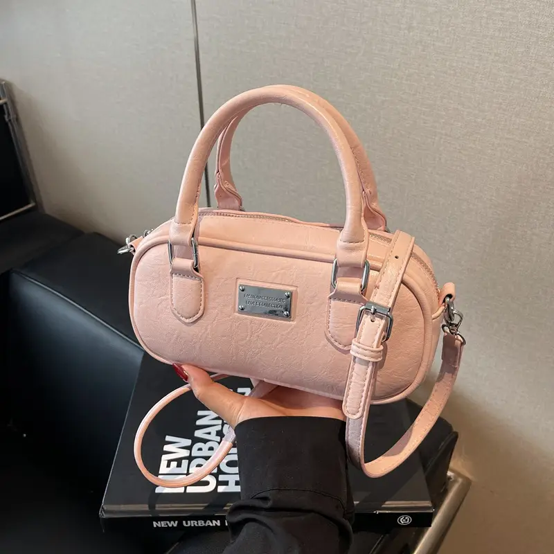 Pink Leather Boston Handbag for Women 2026 - Image 2