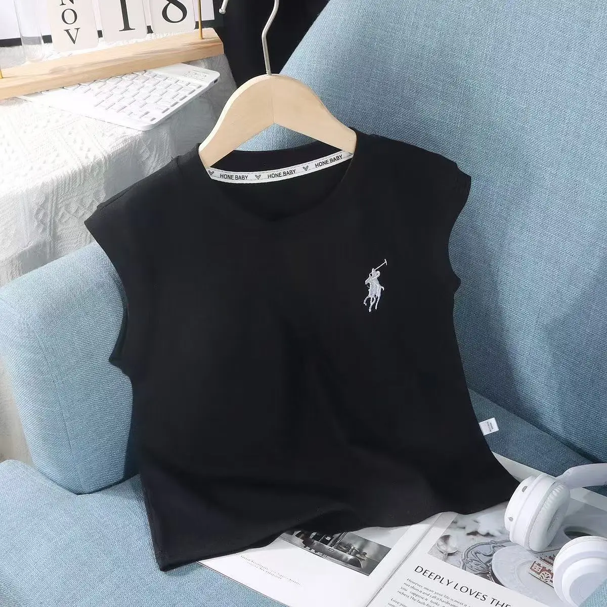 Boy's 2025 Summer Sleeveless Grey T-Shirt - Image 2
