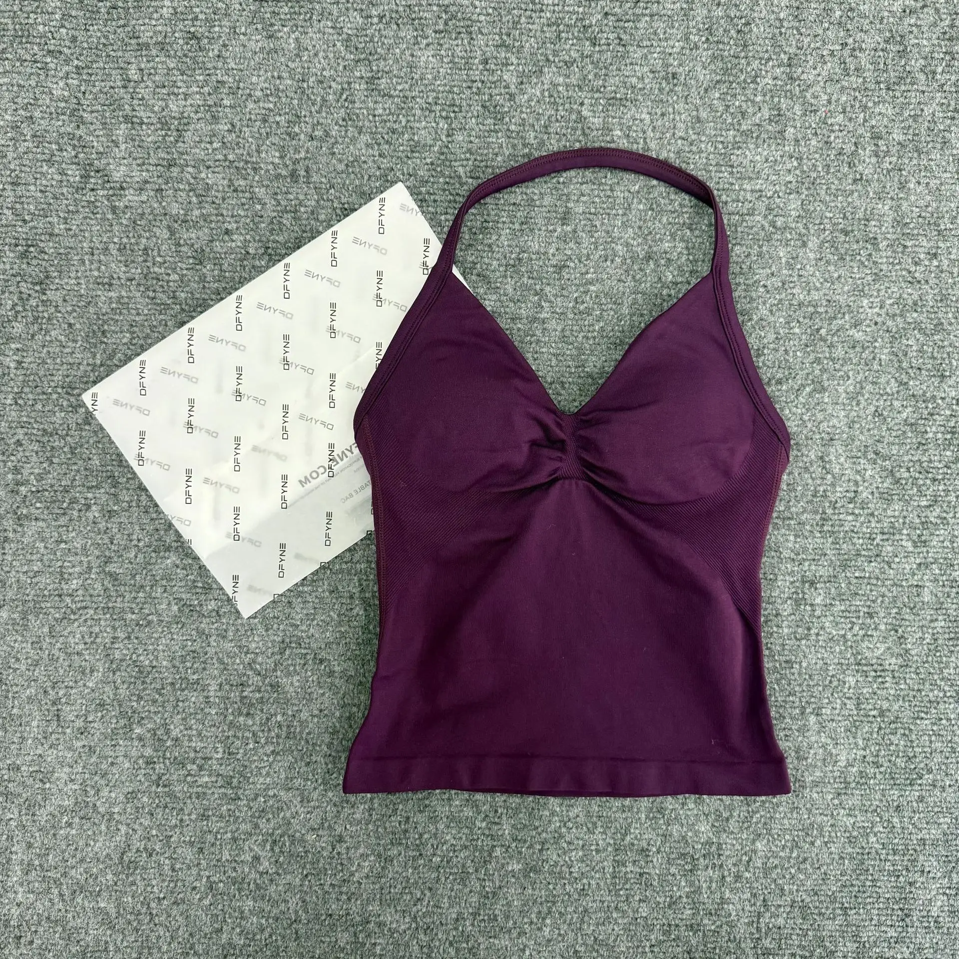 Purple Halter Yoga Bra with Chest Pad