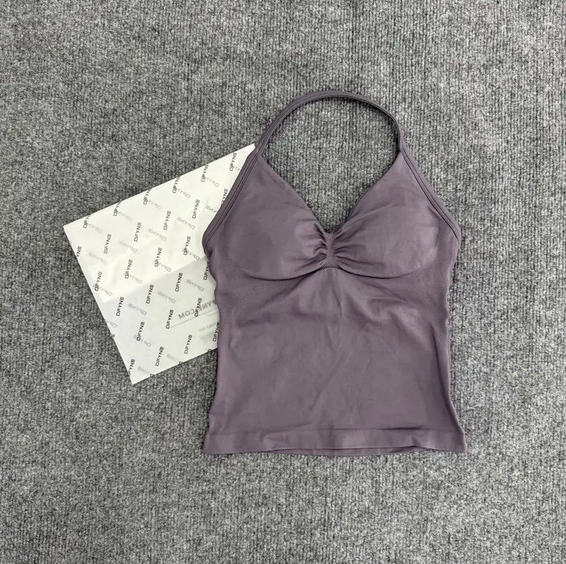 Purple Halter Yoga Bra with Chest Pad