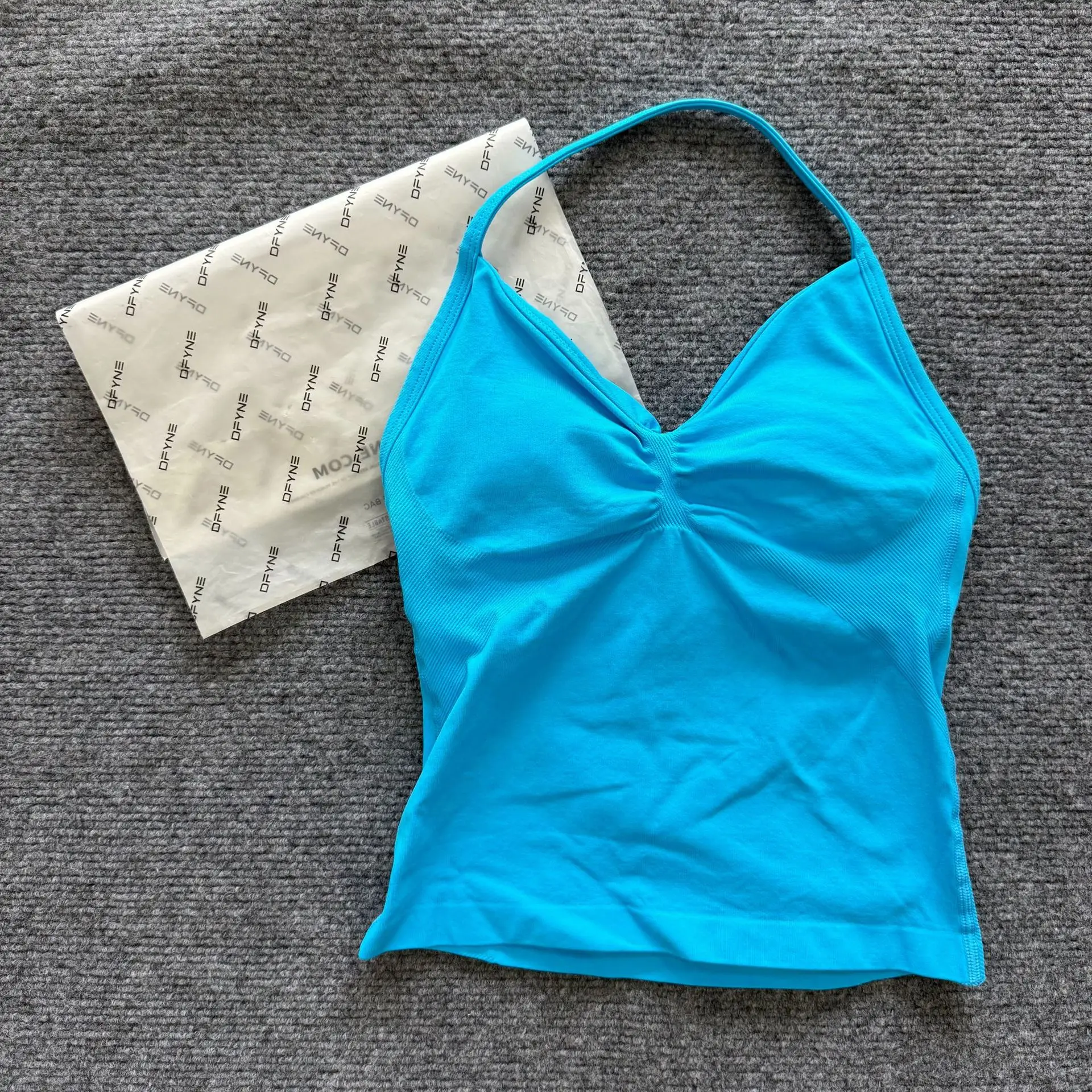 Purple Halter Yoga Bra with Chest Pad