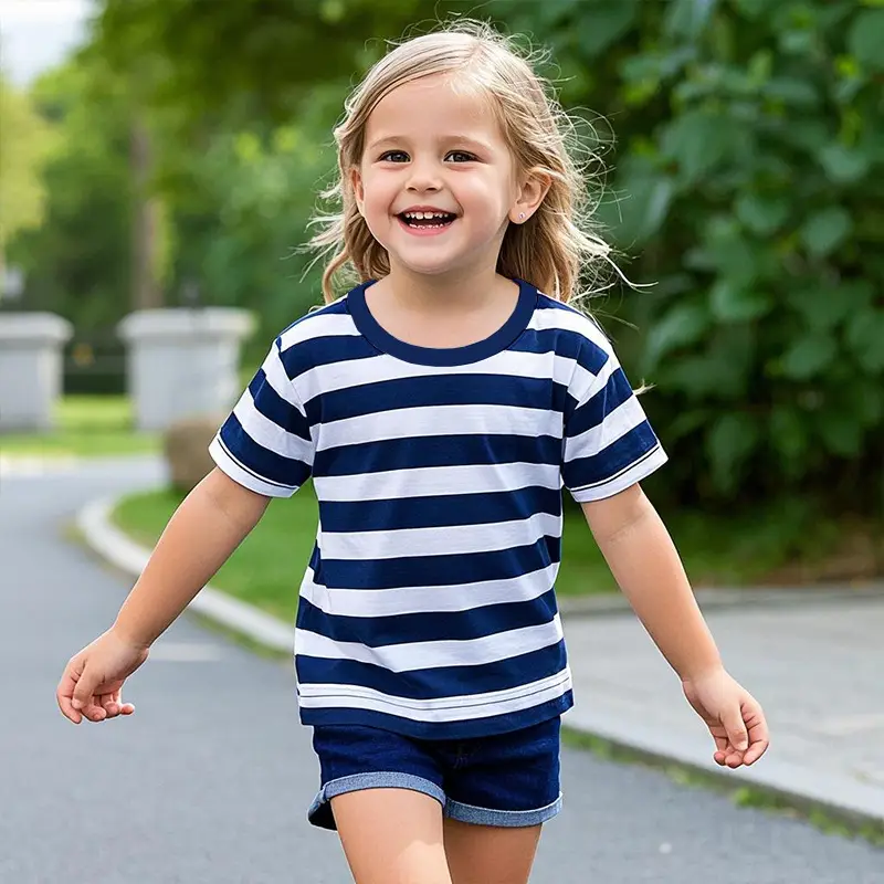 Summer Striped T-Shirt for Boys Blue White - Image 13