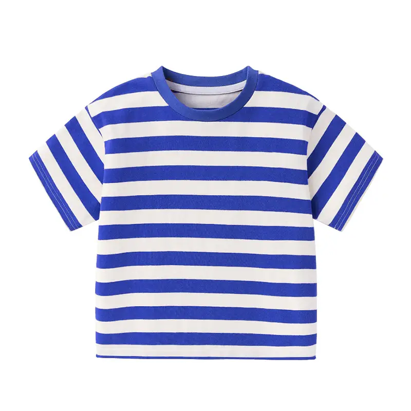 Summer Striped T-Shirt for Boys Blue White - Image 2