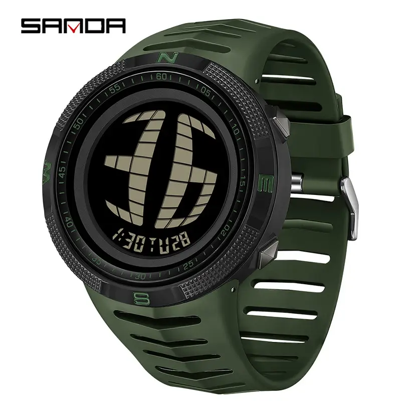 Sanda Green Crossbody Waterproof Electronic Watch for Teens - Image 4