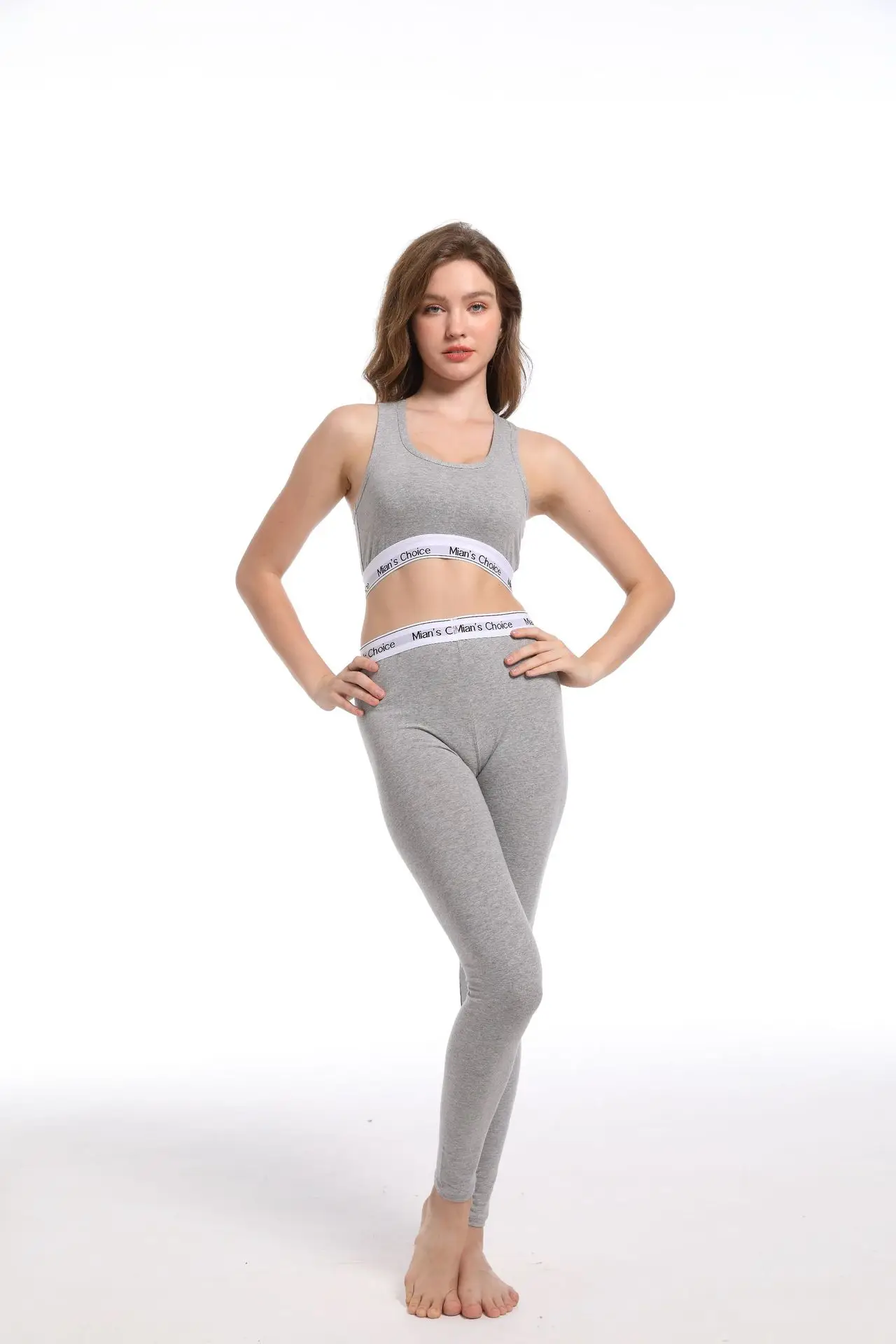 Women's Grey Push-Up Shockproof Running Trousers Set — feature 19