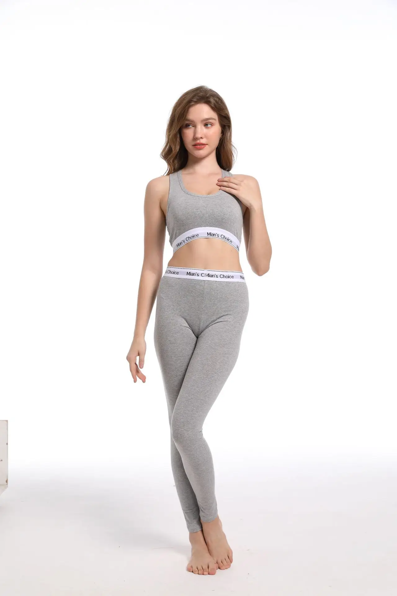 Women's Grey Push-Up Shockproof Running Trousers Set — feature 21