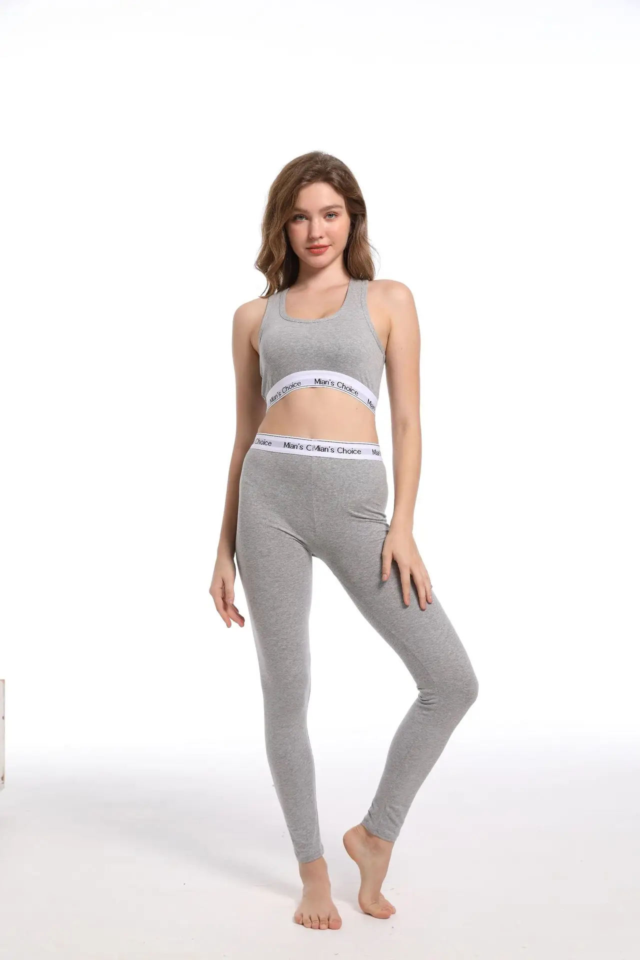 Women's Grey Push-Up Shockproof Running Trousers Set - Image 3
