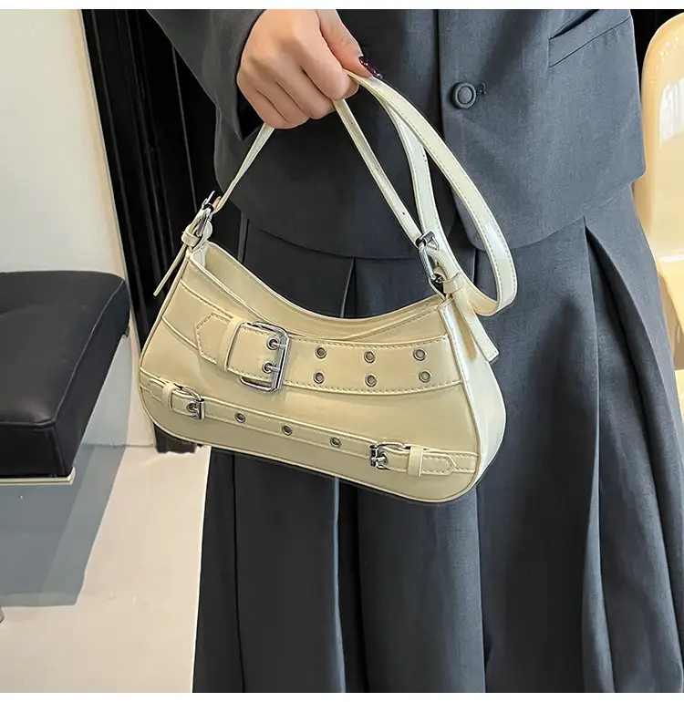 Black PU Leather Women's Shoulder Messenger Bag with Buckle Detail — feature 18