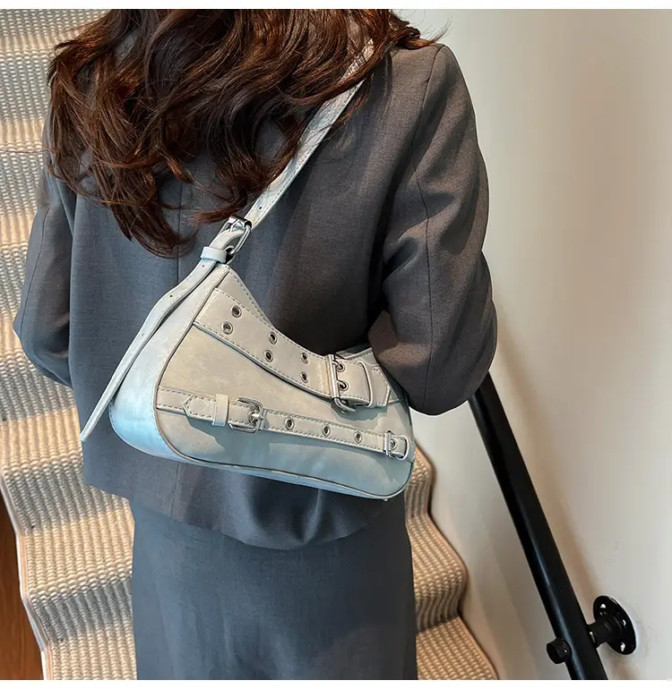 Black PU Leather Women's Shoulder Messenger Bag with Buckle Detail — feature 19