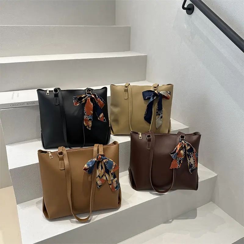 Women's Silk Scarf Decorative Tote Bag Brown 2025 - Image 6