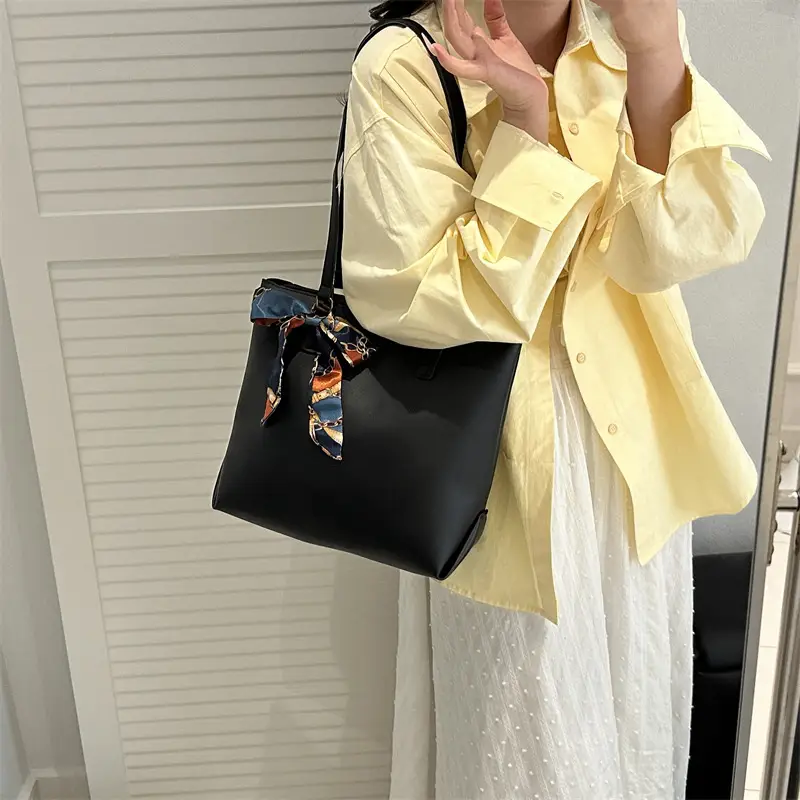 Women's Silk Scarf Decorative Tote Bag Brown 2025 - Image 8
