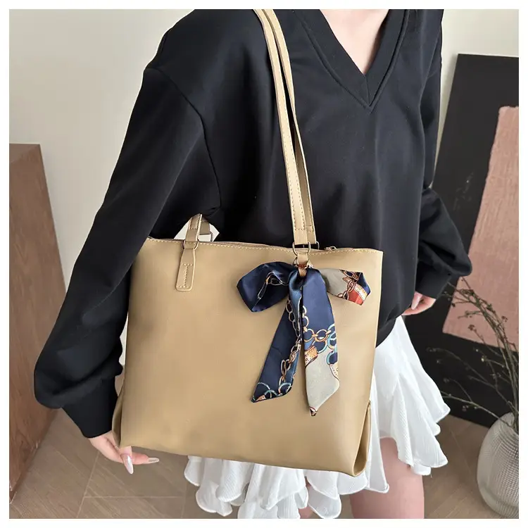 Women's Silk Scarf Decorative Tote Bag Brown 2025 — feature 12