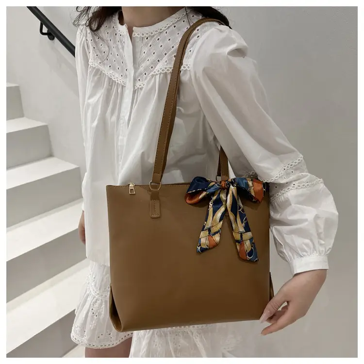 Women's Silk Scarf Decorative Tote Bag Brown 2025 — feature 15
