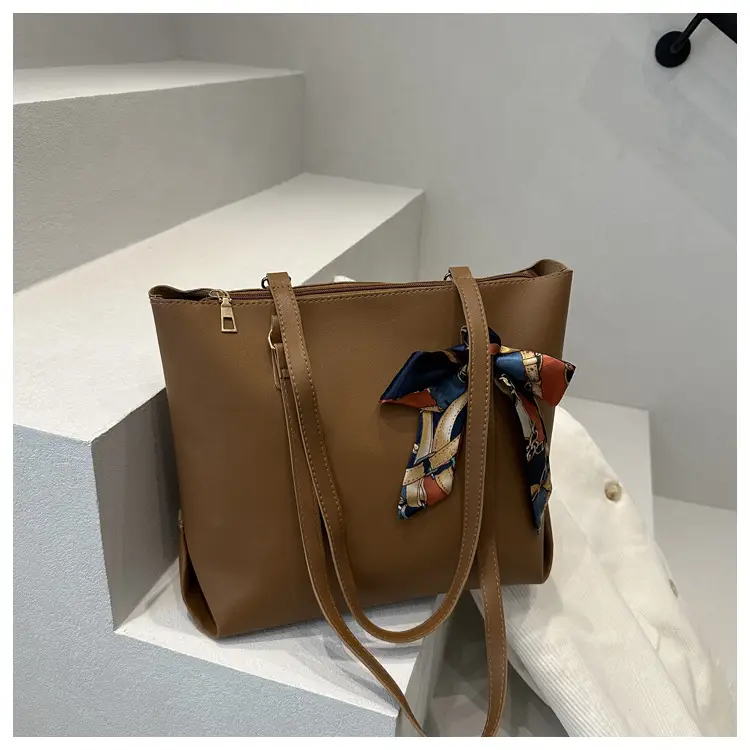 Women's Silk Scarf Decorative Tote Bag Brown 2025 - Image 2