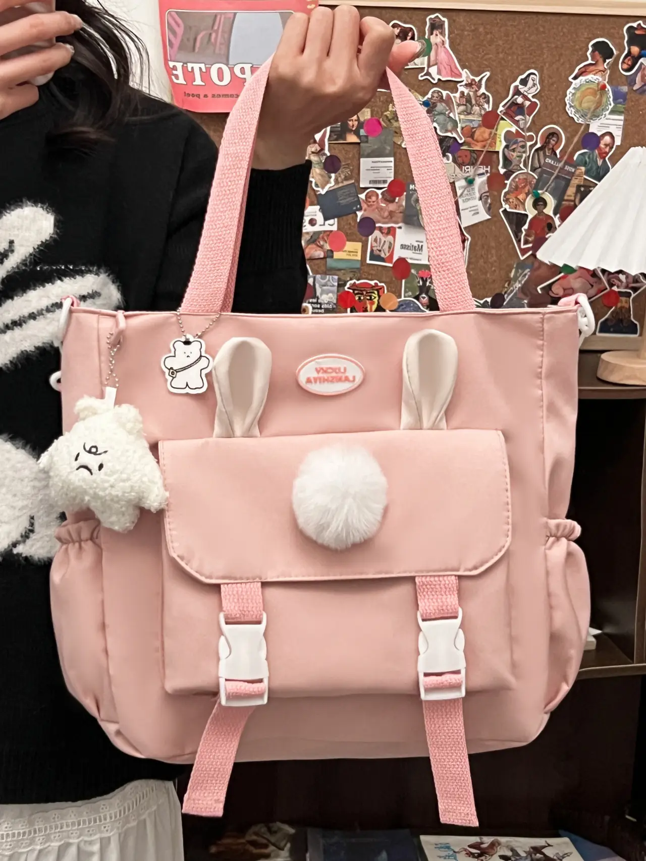Japanese Style Beige Shoulder Crossbody Bag for Women