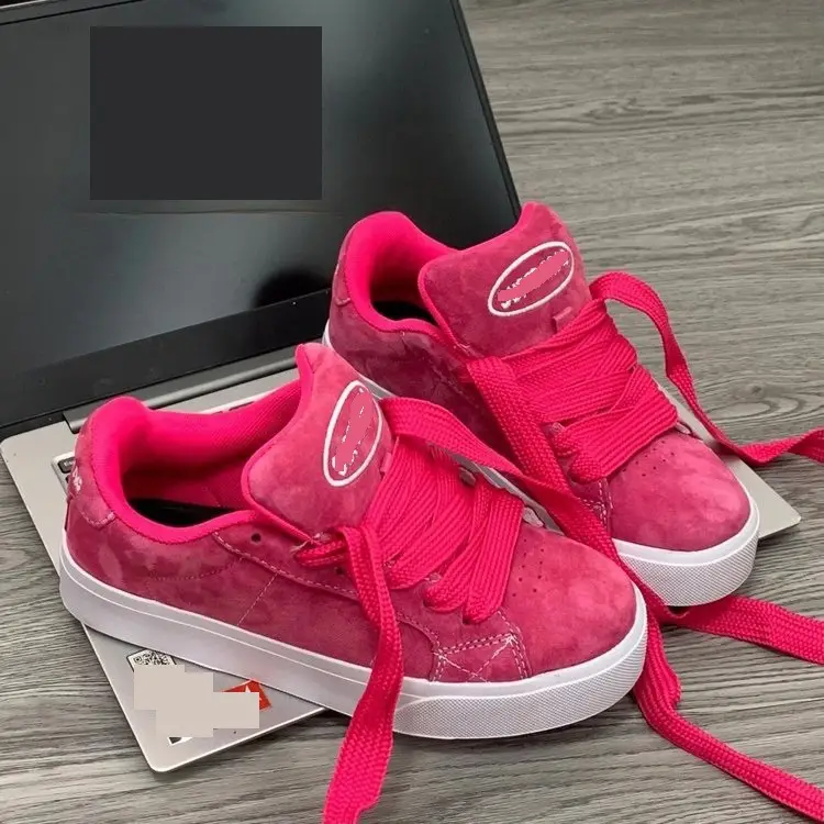Women Pink Velvet Casual Sneakers with Strap