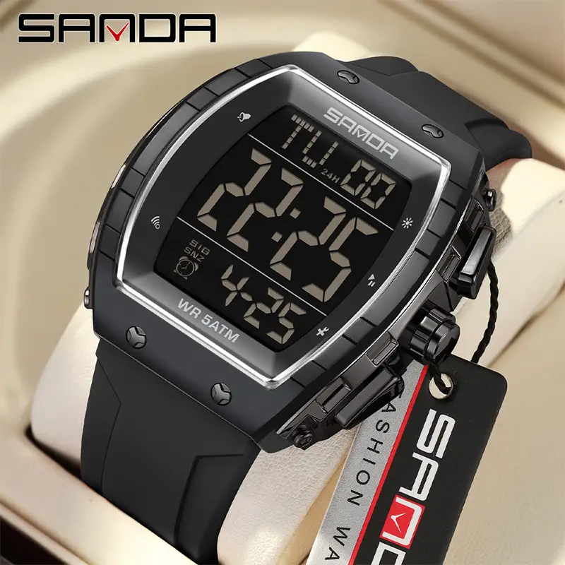 Sanda Waterproof Men's Digital Watch 10.5" Black - Image 26